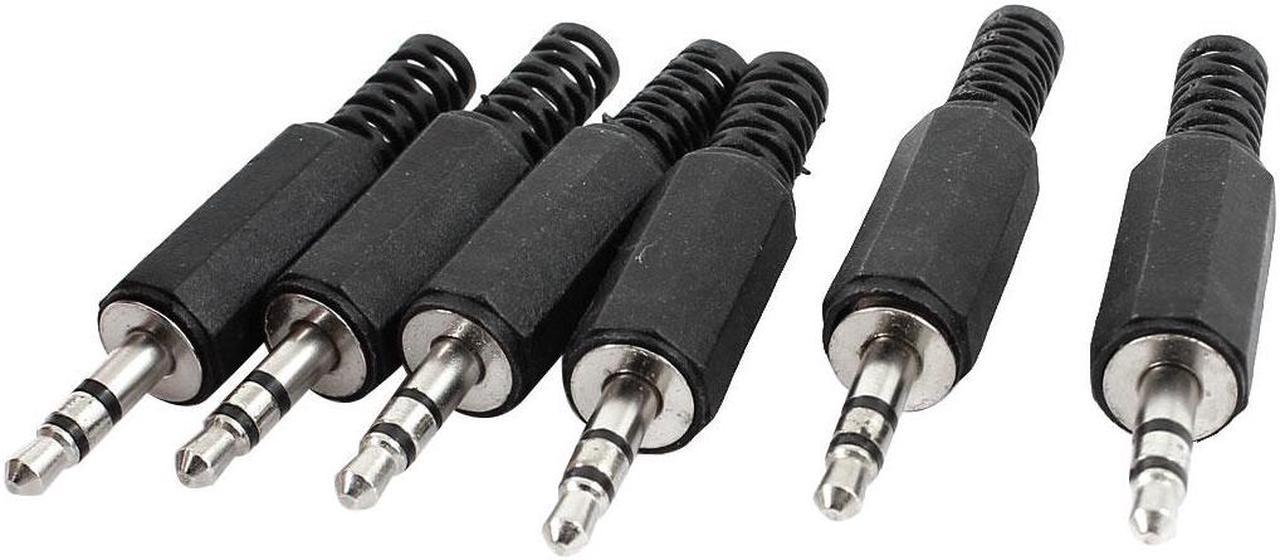 Unique Bargains 6 Pcs Black 3.5mm Male Plug Microphone Speaker Radio Audio Connector Adapter