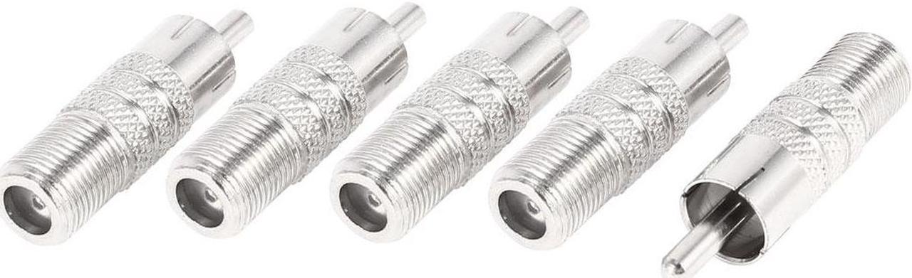 Unique Bargains 5 Pieces F-type Female Jack to RCA Male Plug M/F Adapter Coaxial Coax Connectors