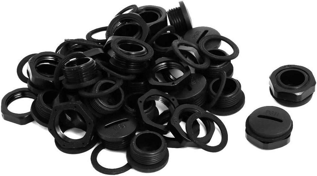 PG11 Nylon Male Threaded Cable Gland Screw End Cap Cover Black 20pcs