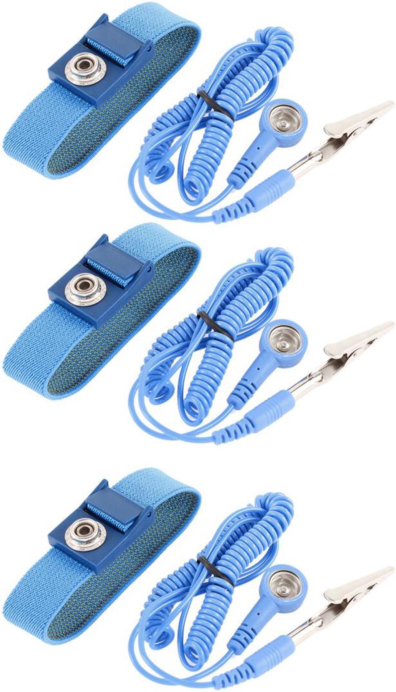 Unique Bargains Anti Static ESD Adjustable Wrist Strap Band Bracelet Blue 3 Pcs