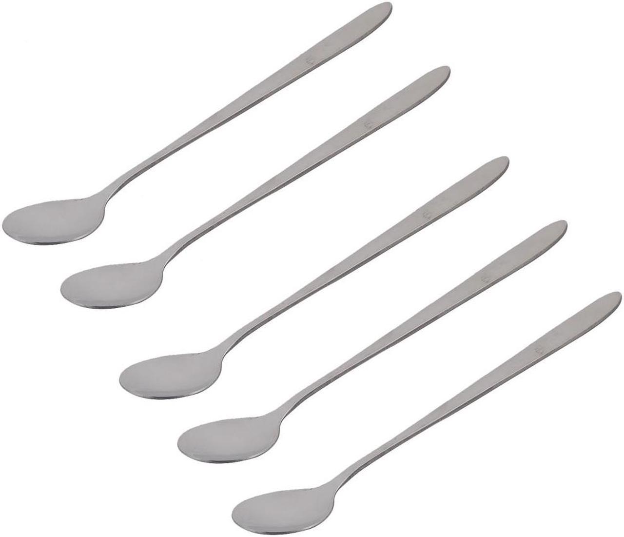 Stainless Steel Tea Coffee Dessert Stir Long Handle Spoon 18.7cm Length 5 PCS