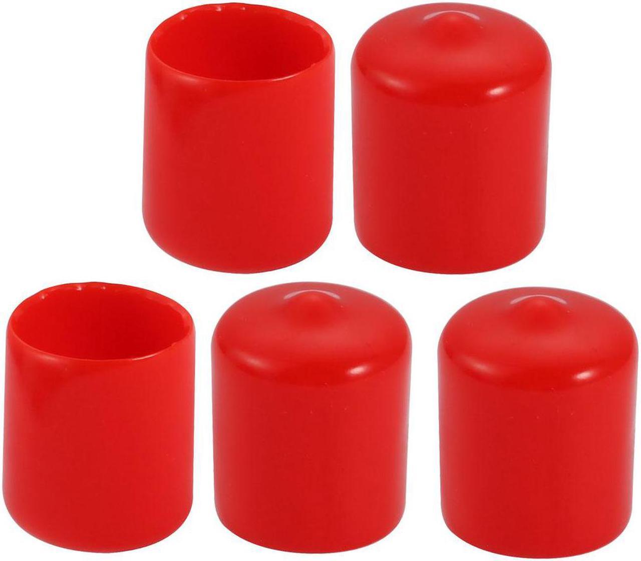 5Pcs 16mm Inner Dia PVC Flexible Vinyl End Cap Screw Thread Protector Cover Red