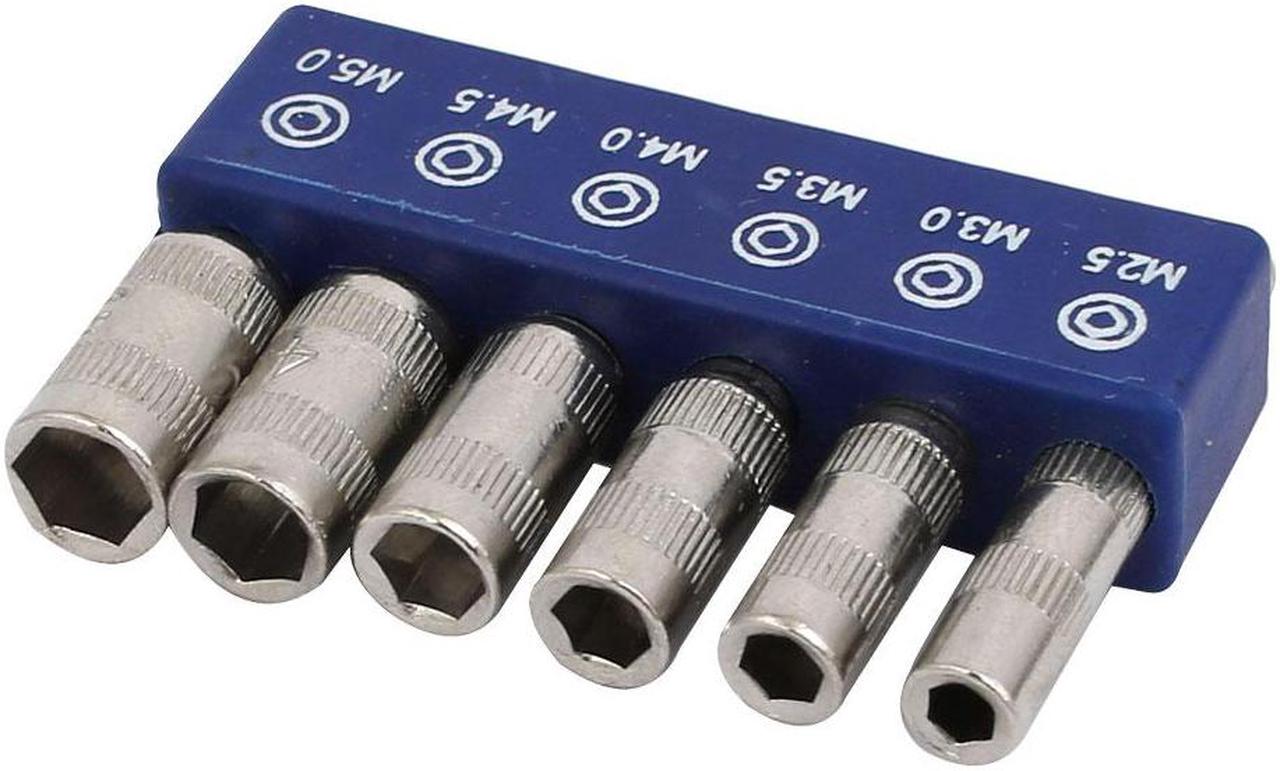 Alt view image 4 of 4 - M2.5  M3 M3.5 M4.0 M4.5 M5 Hex Socket Nut Driver Adapter Drill Bit 6 in 1 Set