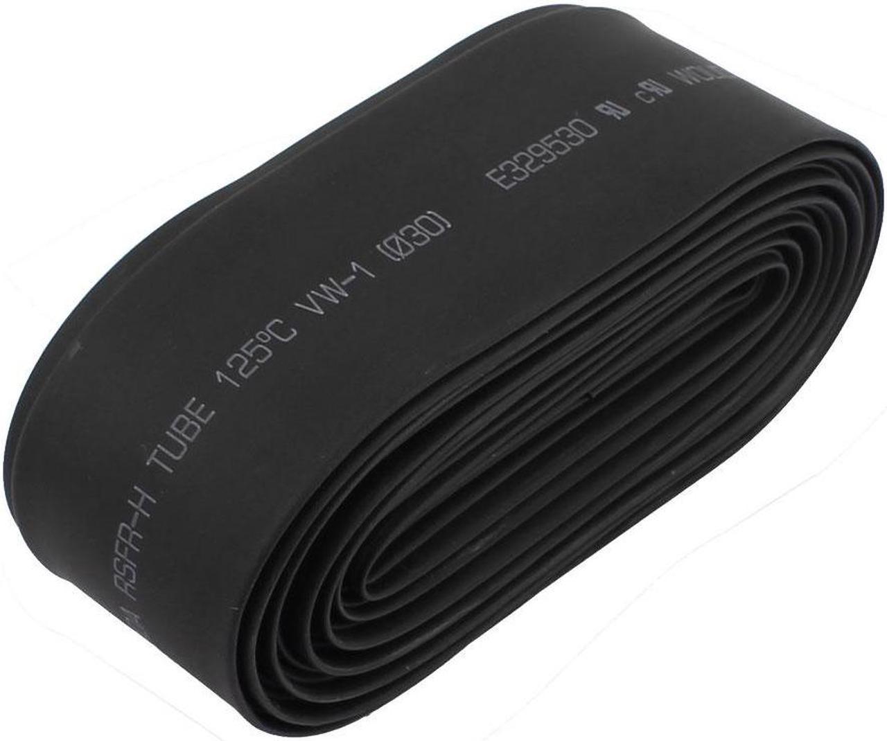 30mm Diameter PVC Insulated Heat Shrinkable Tube Battery Wrap Black 6M Length