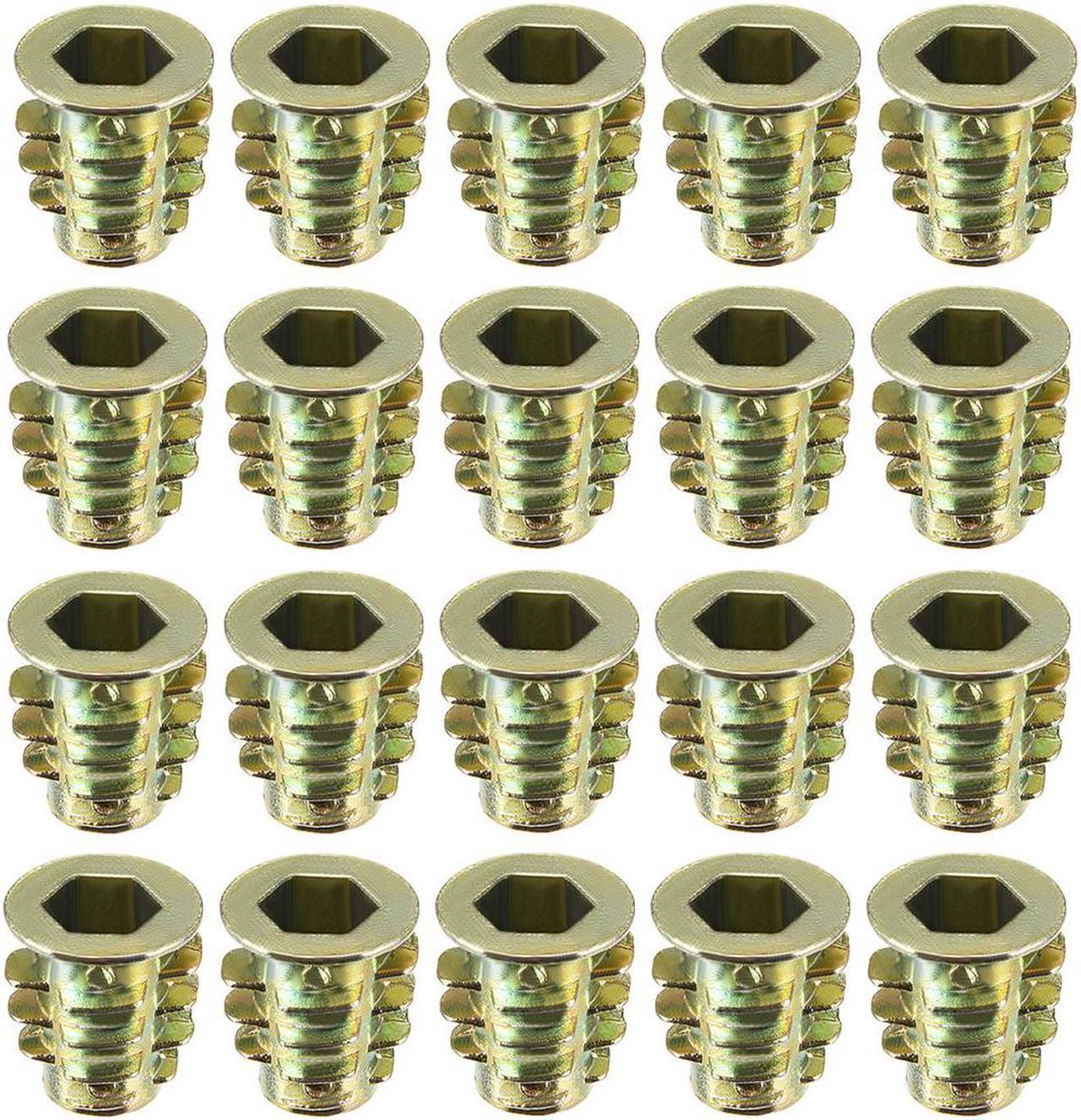 Threaded Insert Nuts Zinc Alloy Hex Socket M6 Internal Threads 13mm Length 20pcs