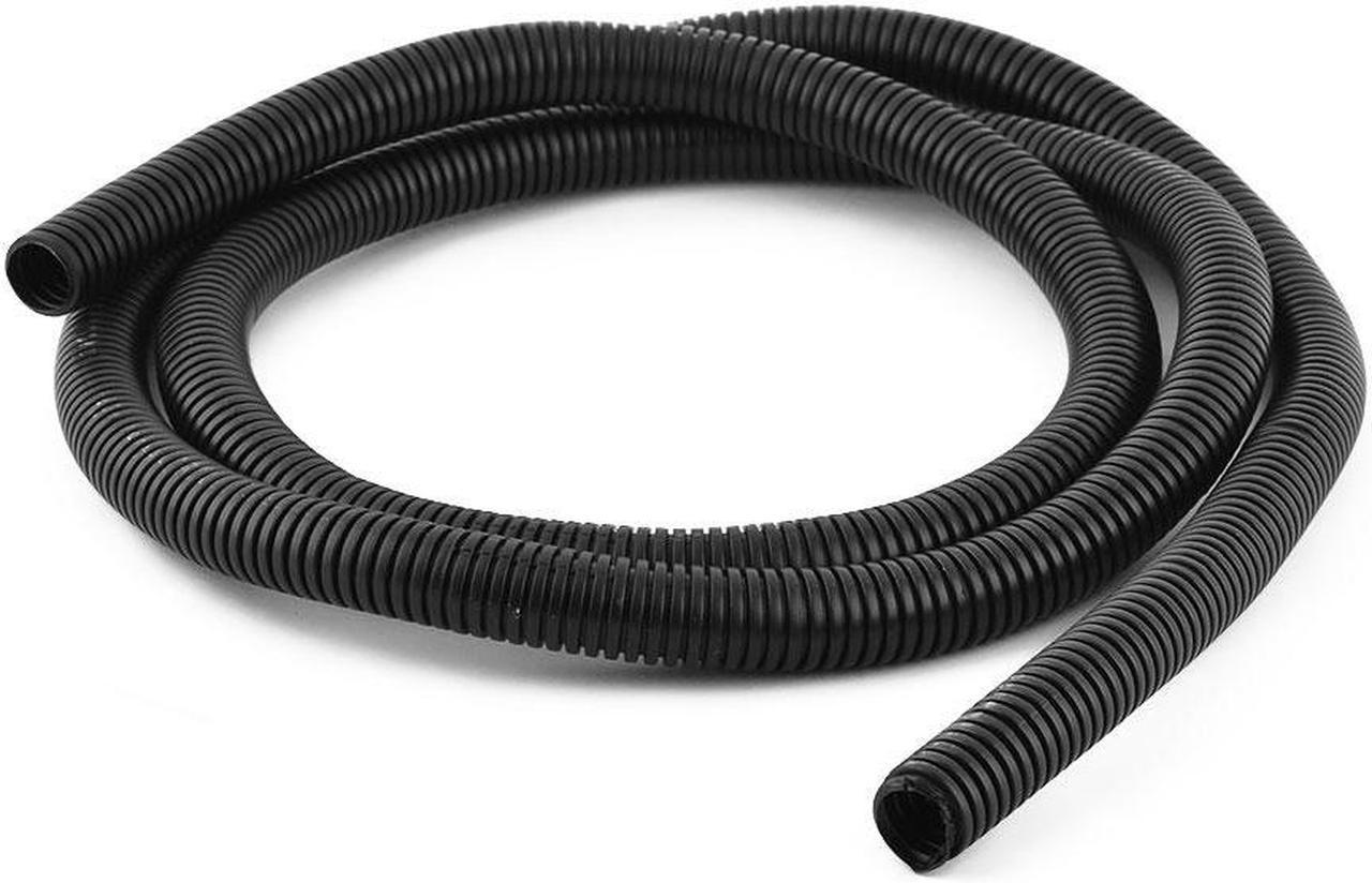 Black Plastic 18mm Outer Dia Flexible Corrugated Conduit Hose Tubing 1.85M Long