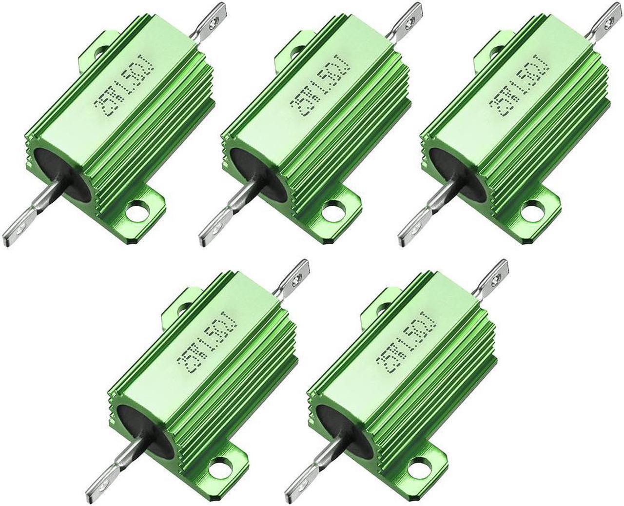 Unique Bargains 25W 1.5 Ohm Aluminium Housing Chassis Mount Wirewound Power Resistors Green 5pcs