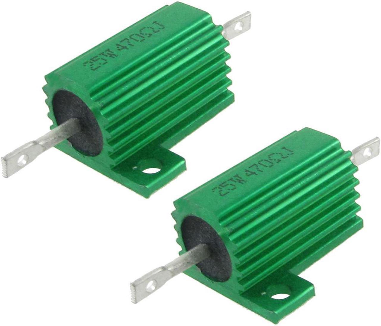 Unique Bargains Unique Bargains 2 pcs 25W 470 Ohm 5% Chassis Mounted Aluminum Clad Resistors Green