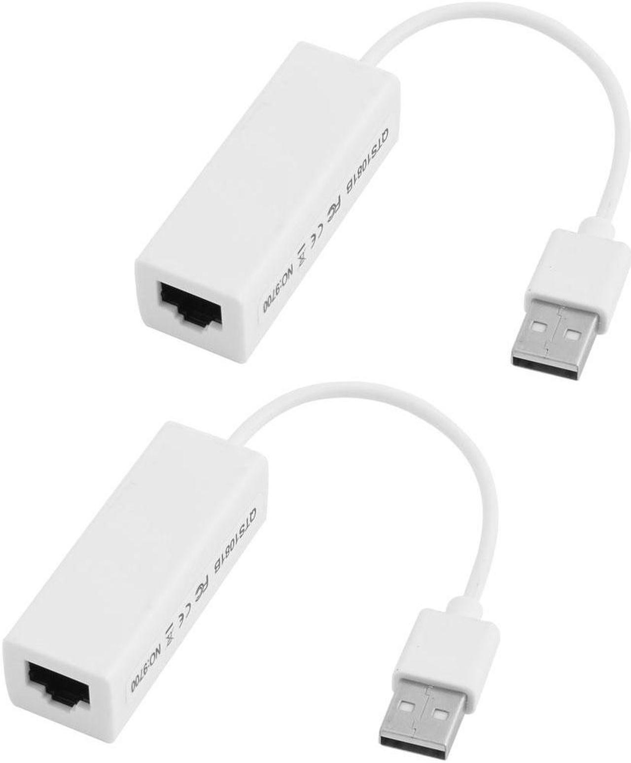 Main image of 2pcs PC USB 2.0 to RJ45 Gigabit Ethernet Adapter Converter LAN Connecter White