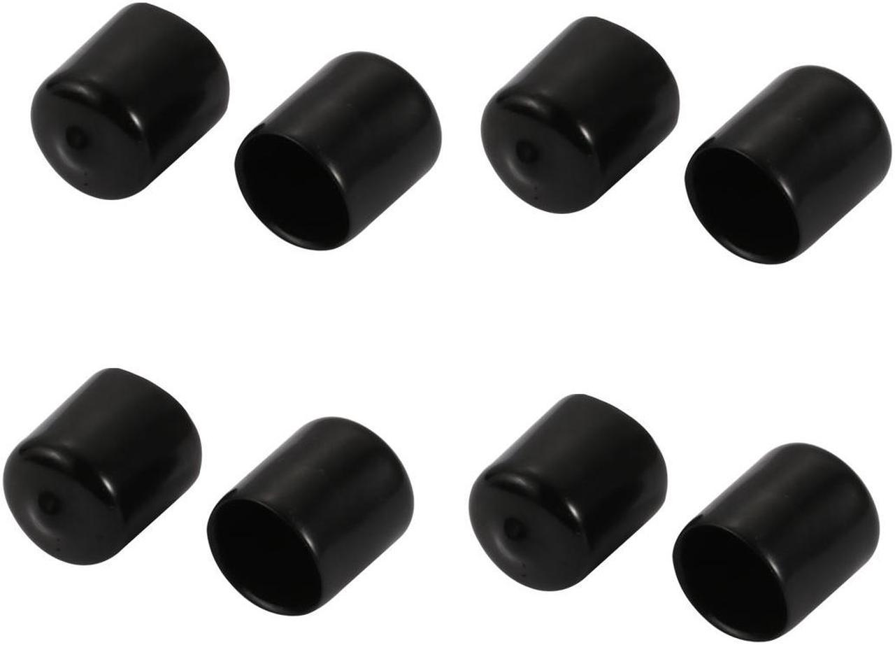 8Pcs 16mm Inner Dia PVC Flexible Vinyl End Cap Screw Thread Protector Cover Black