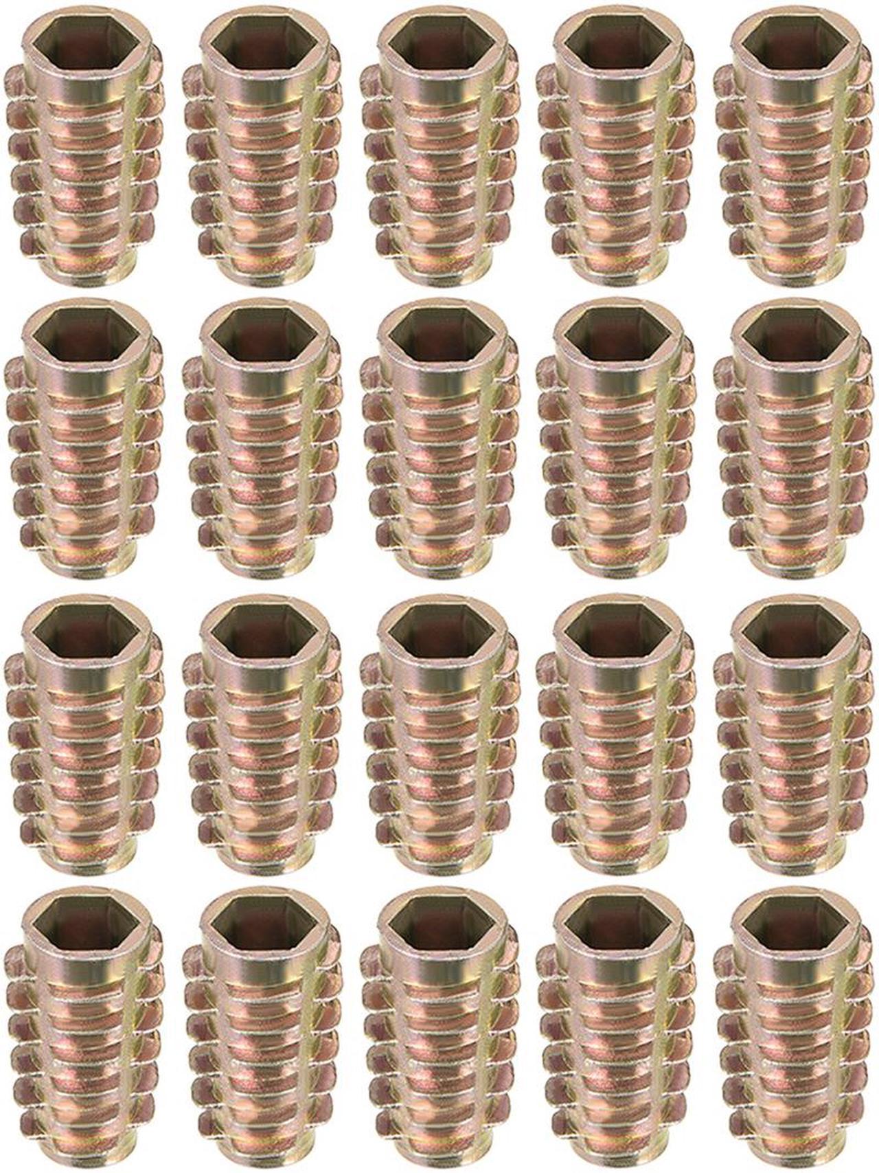 Threaded Insert Nuts Zinc Alloy Hex-Flush M8 Internal Threads 25mm Length 20pcs