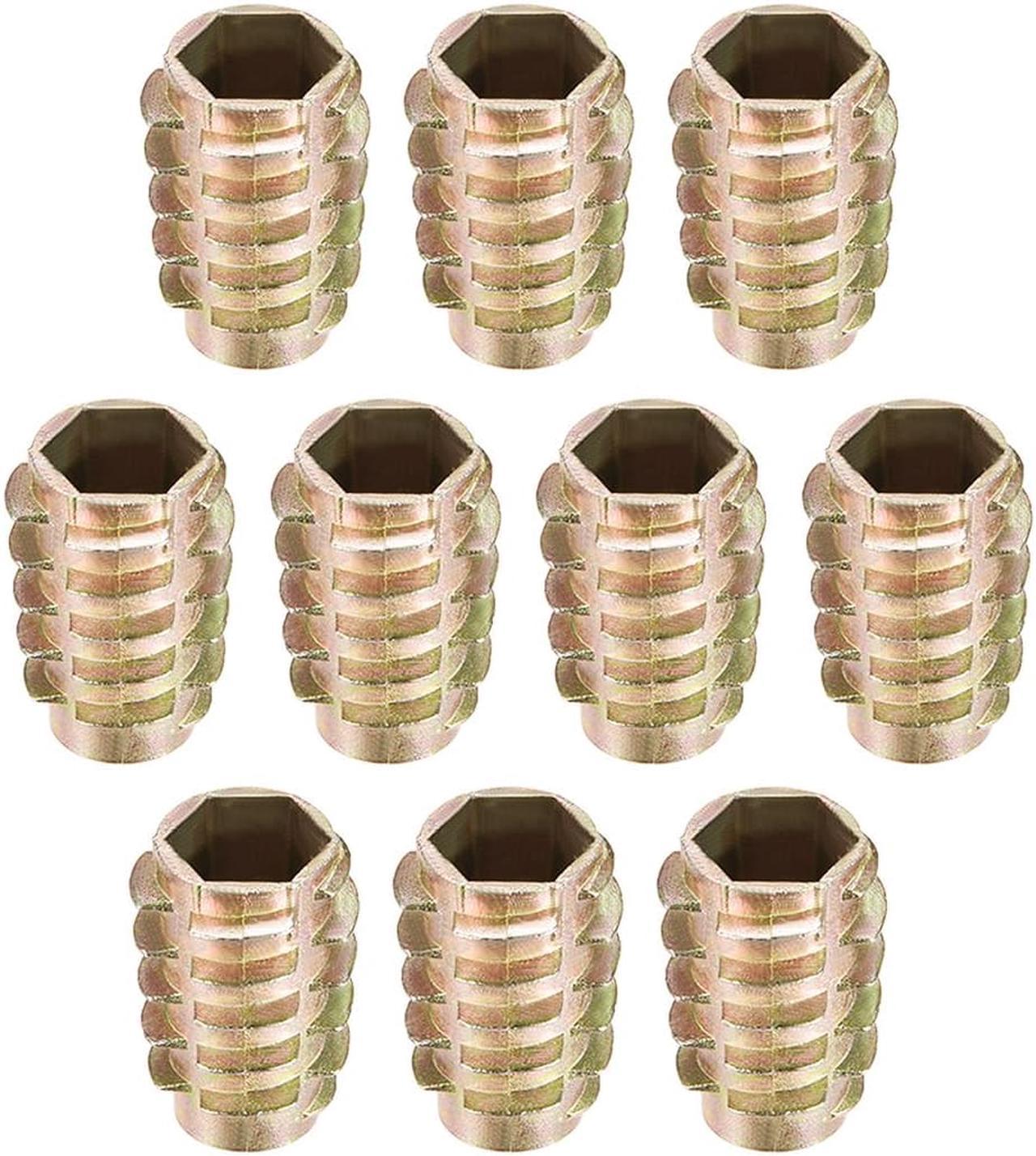 Threaded Insert Nuts Zinc Alloy Hex-Flush M10 Internal Threads 24mm Length 10pcs