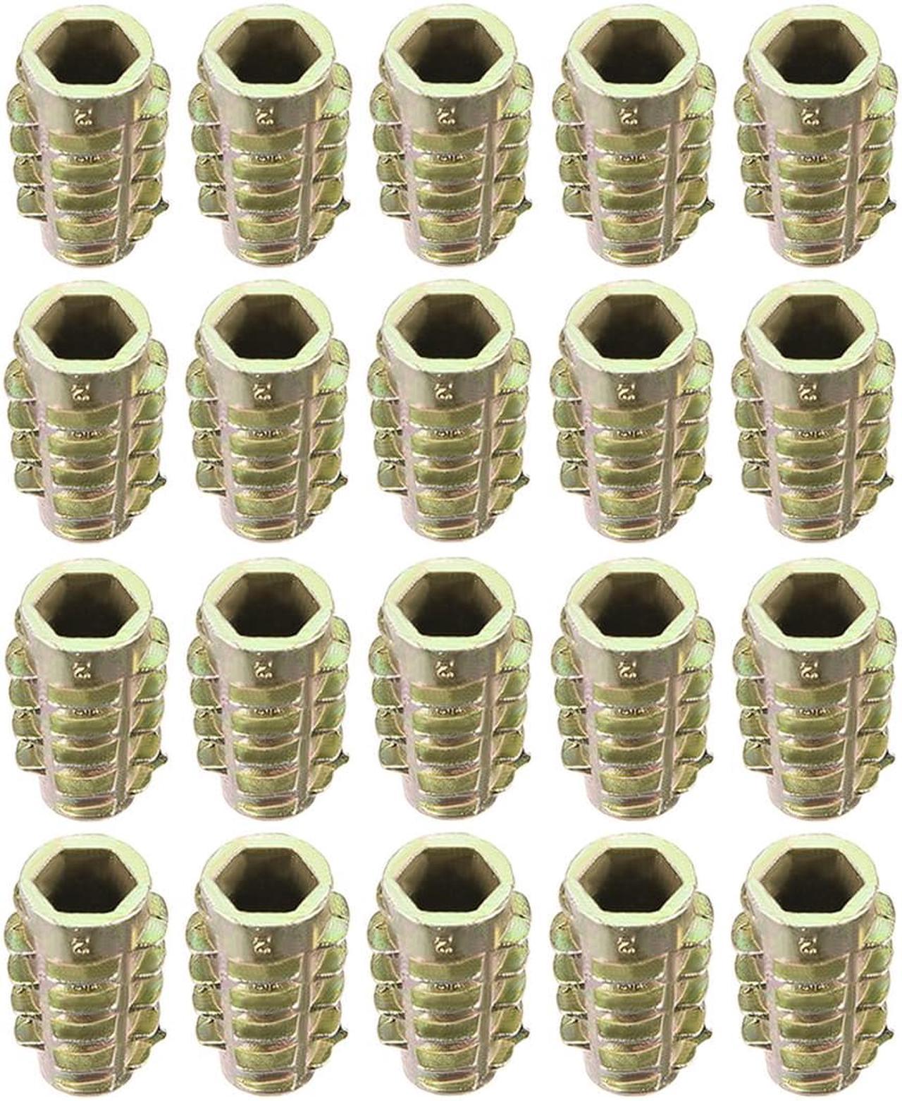 Threaded Insert Nuts Zinc Alloy Hex-Flush M6 Internal Threads 18mm Length 20pcs