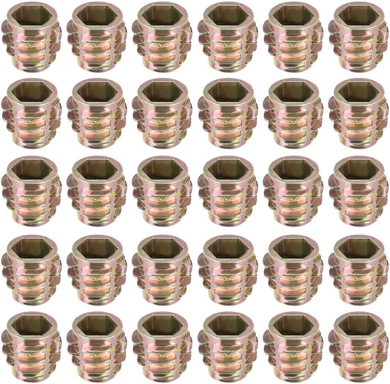 Threaded Insert Nuts Zinc Alloy Hex-Flush M8 Internal Threads 13mm Length 30pcs