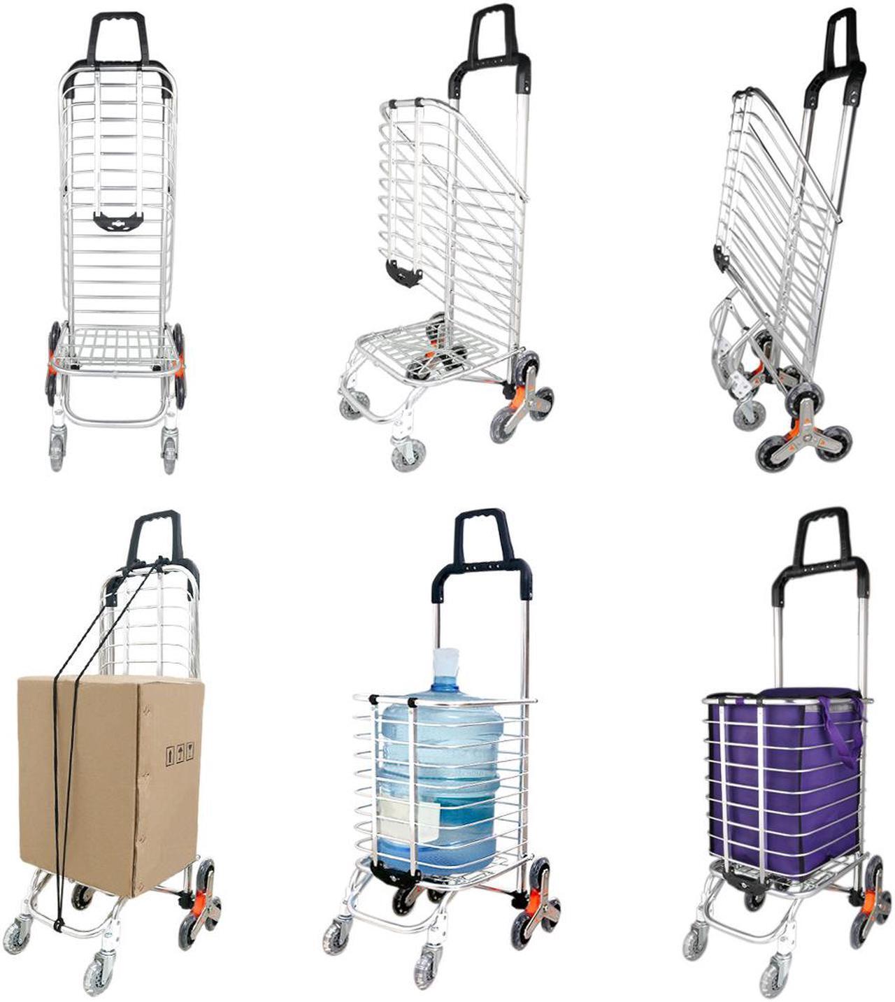 Alt view image 6 of 7 - Stair Climber Foldable Cart Shopping Transport Up to 110 Pounds, Silver White 1