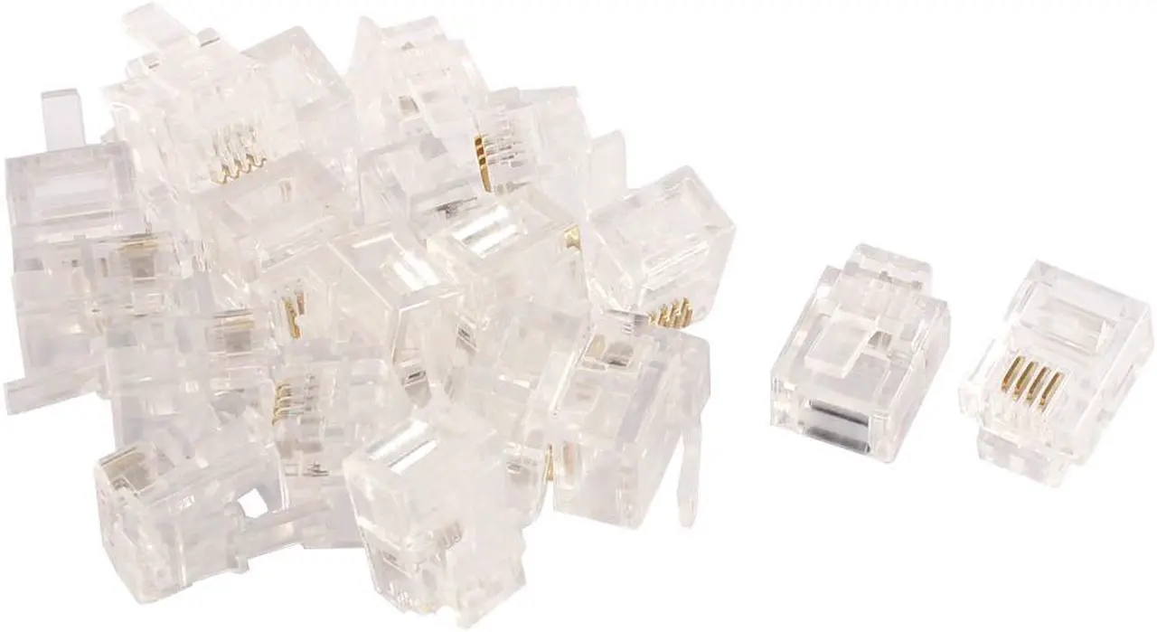 Main image of 20pcs Clear Shell RJ11 6P4C Modular Plug Telephone Cable Line Adapter Connector