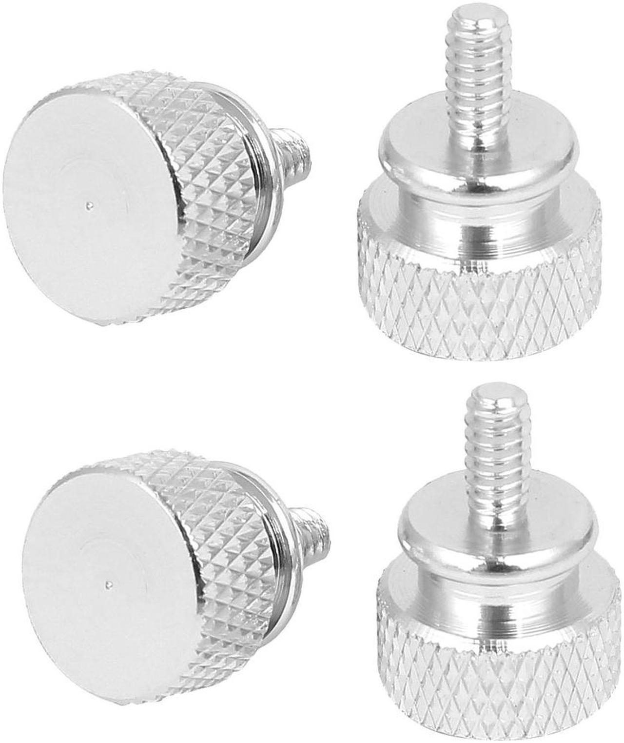 Computer PC Case Fully Threaded Knurled Thumb Screws Silver Tone 6#-32 4pcs