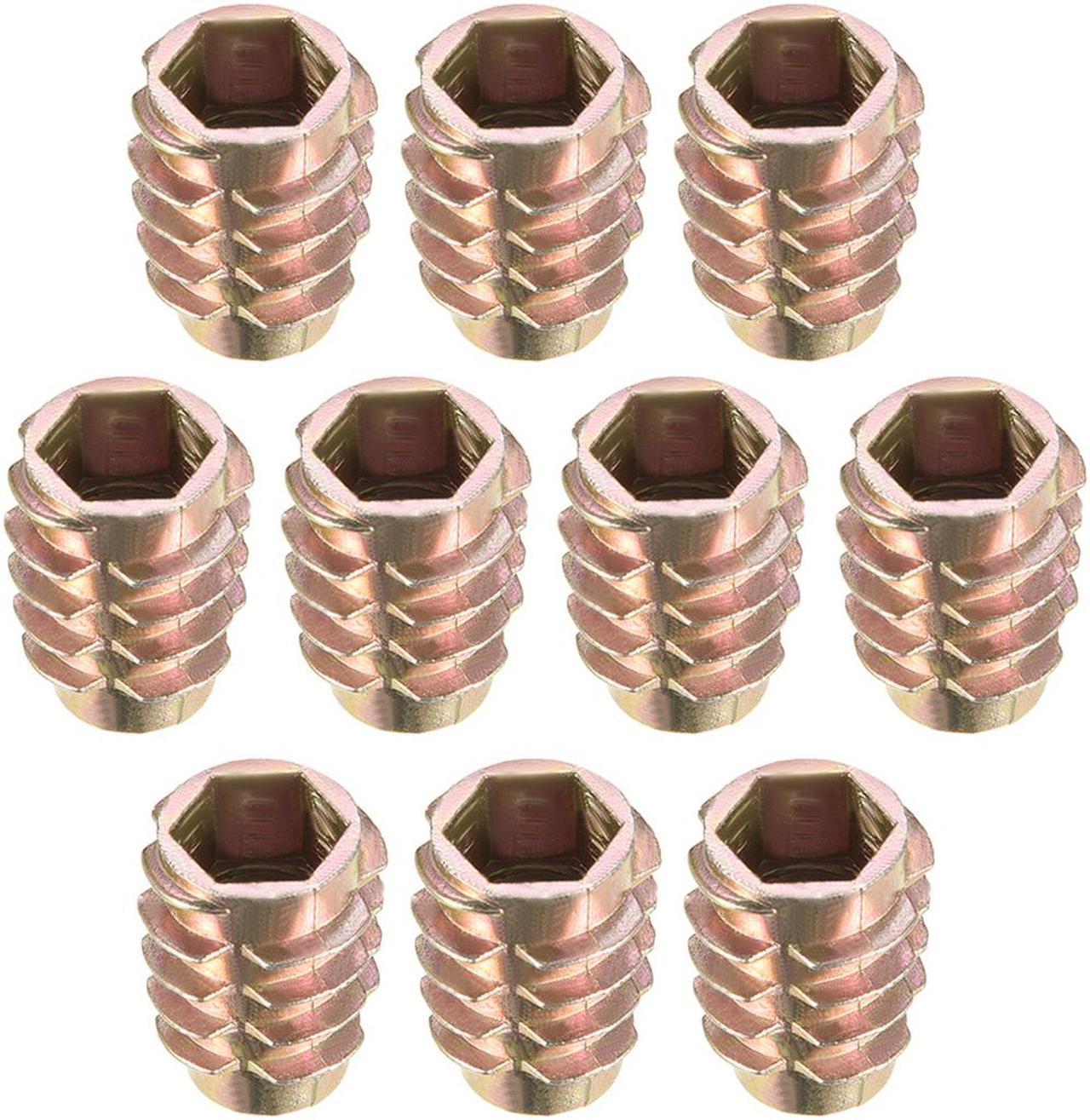 Threaded Insert Nuts Zinc Alloy Hex-Flush M8 Internal Threads 18mm Length 10pcs