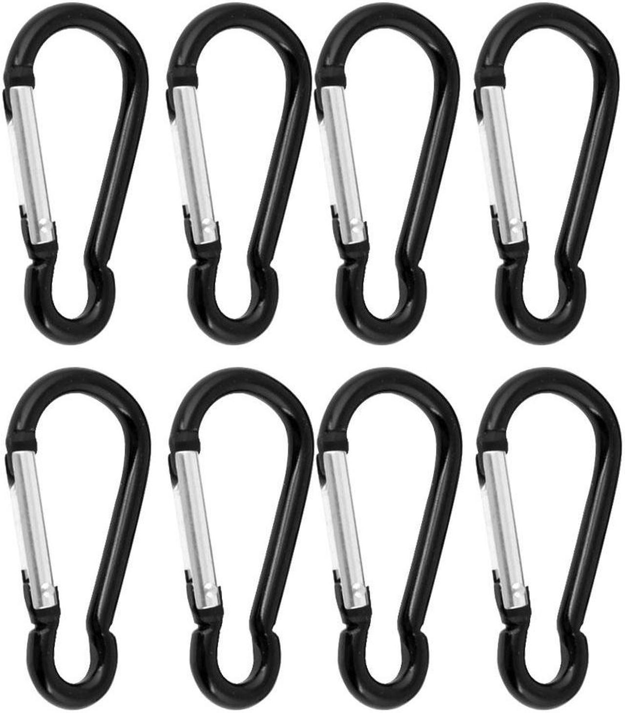 8 Pieces Black Spring Loaded Gate Aluminum Alloy Locking Carabiner Hook