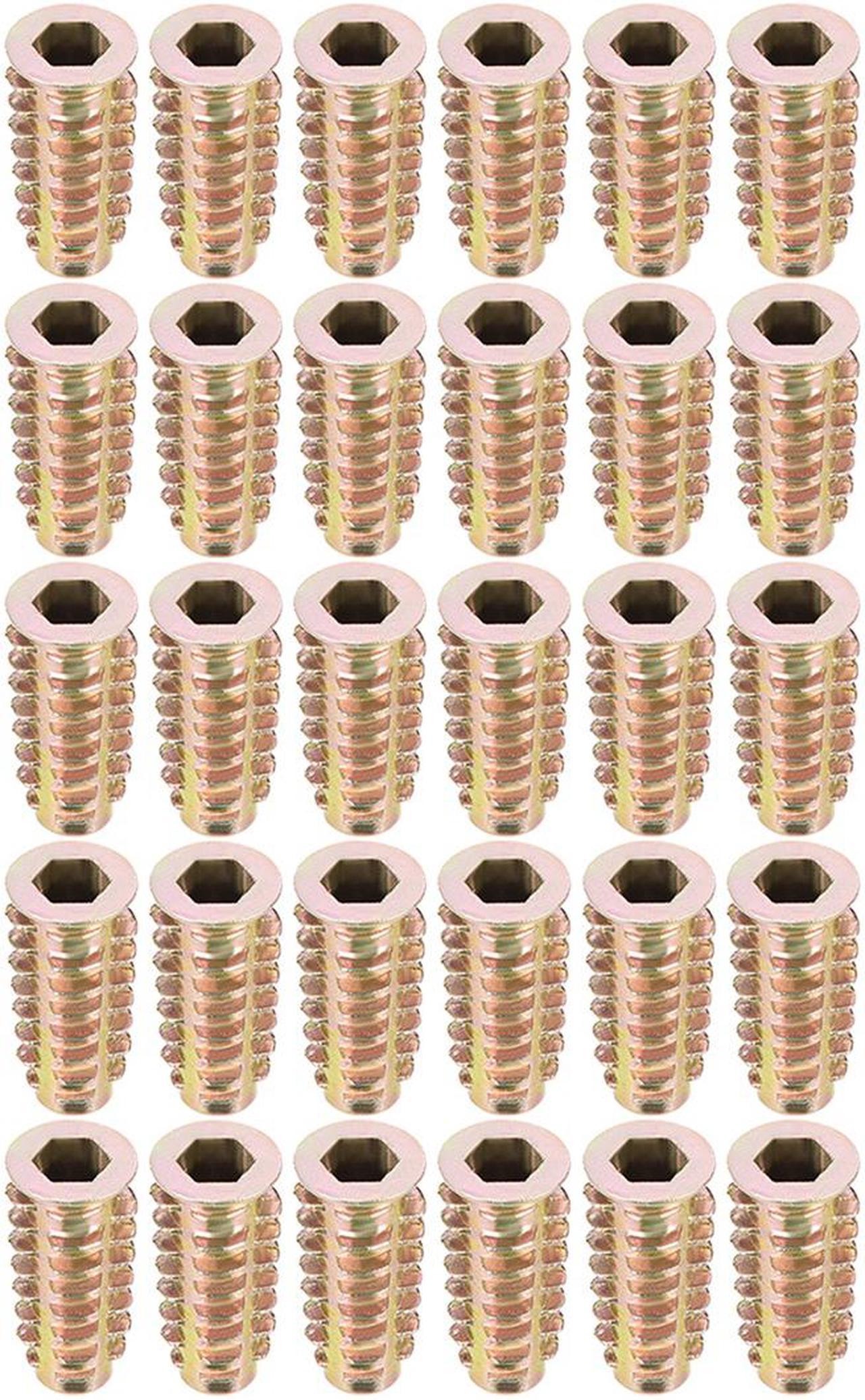 Threaded Insert Nuts Zinc Alloy Hex Socket M6 Internal Threads 25mm Length 30pcs