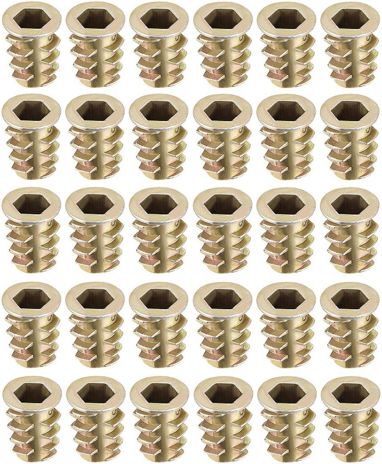 Threaded Insert Nuts Zinc Alloy Hex Socket M6 Internal Threads 14mm Length 30pcs