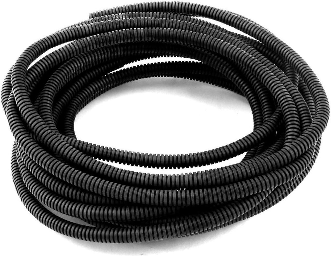 Black Plastic 10mm x 8mm Flexible Corrugated Conduit Pipe Hose Tube 8M Long