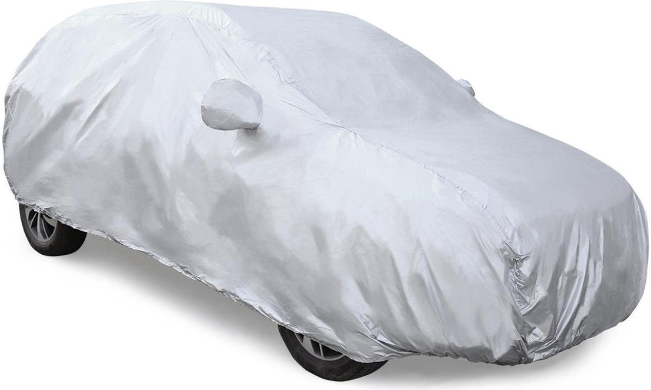 Main image of Unique Bargains YXL Silver Tone 170T Car Cover Waterproof Snow Heat Resistant  w Mirror Pocket