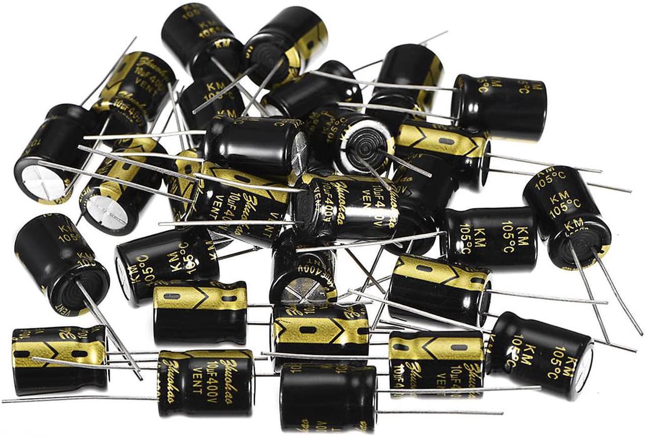 Aluminum Radial Electrolytic Capacitor 10uF 400V Life 10 x 13 mm Black 30pcs