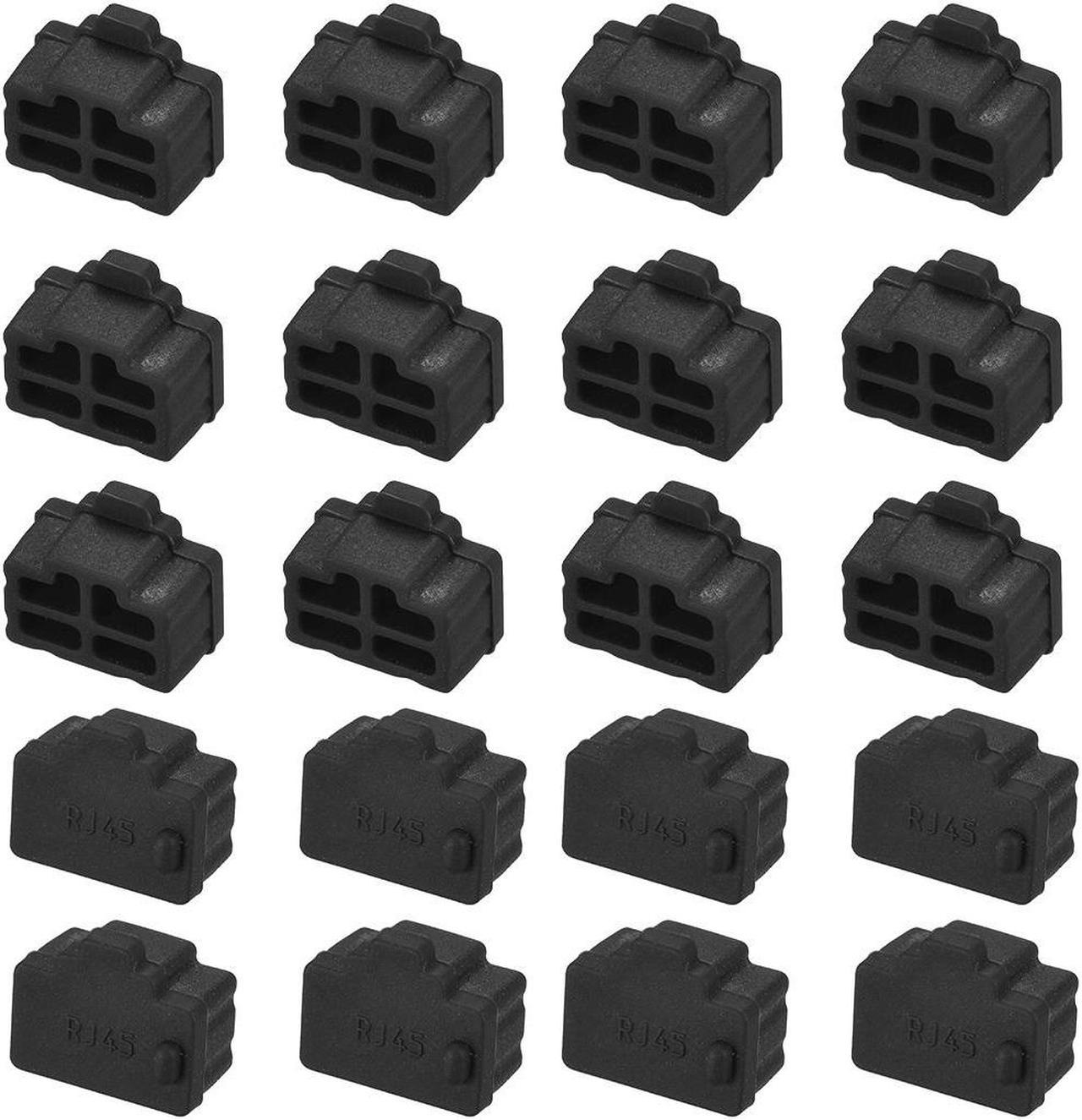 Silicone Ethernet Hub Port RJ45 Anti-Dust Stopper Cap Cover Black 20pcs