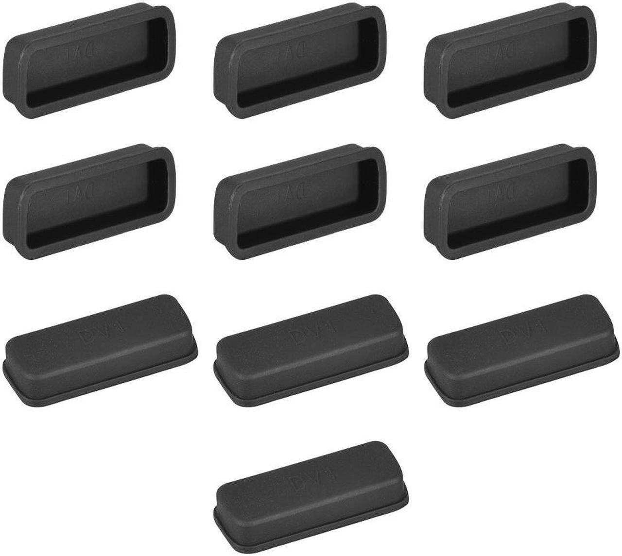 Silicone DVI Video Port Anti-Dust Stopper Cap Cover Black 10pcs