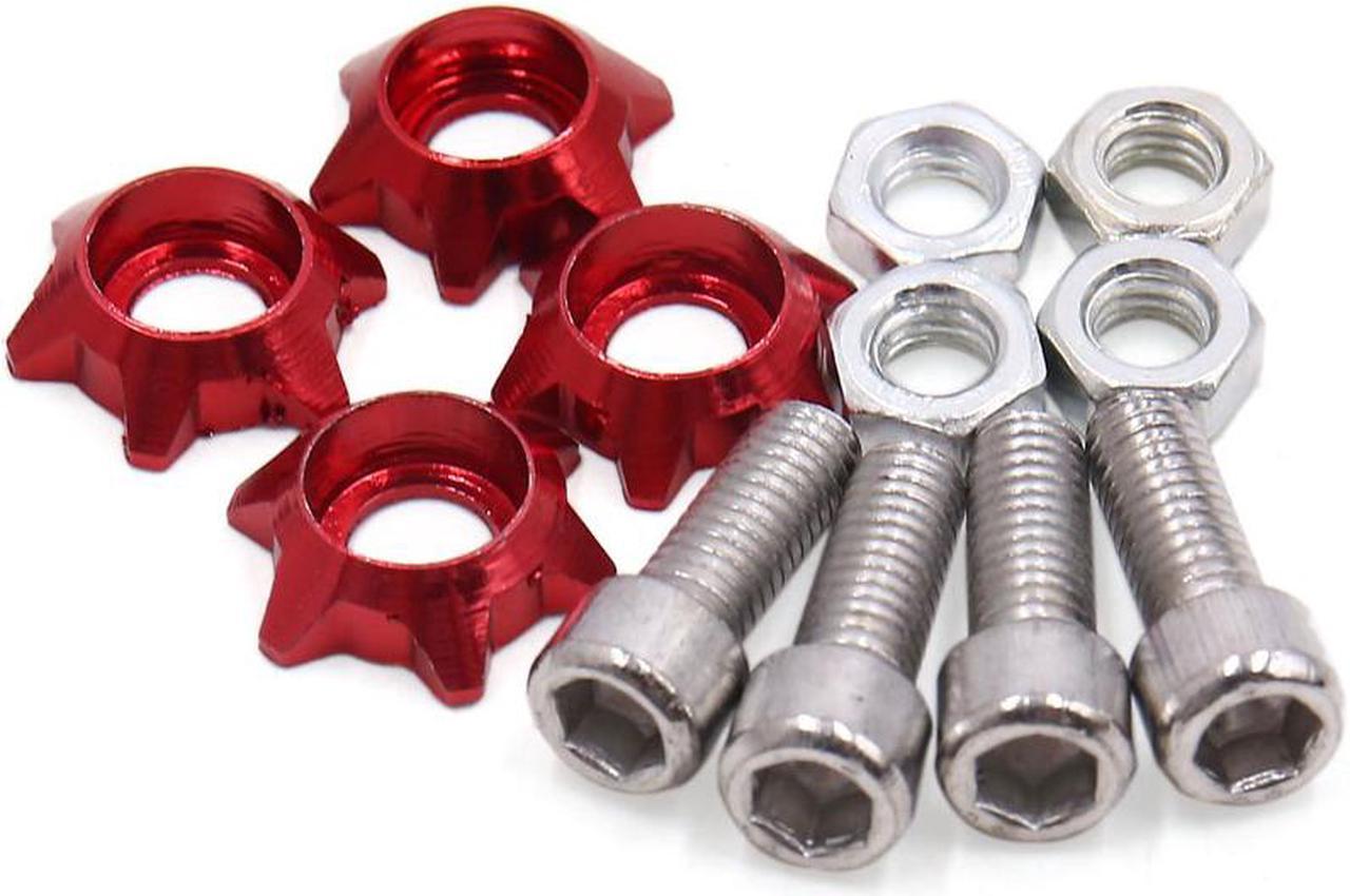 4Pcs Red Metal 6mm Thread Motorcycle Hexagon License Plate Bolts Screws