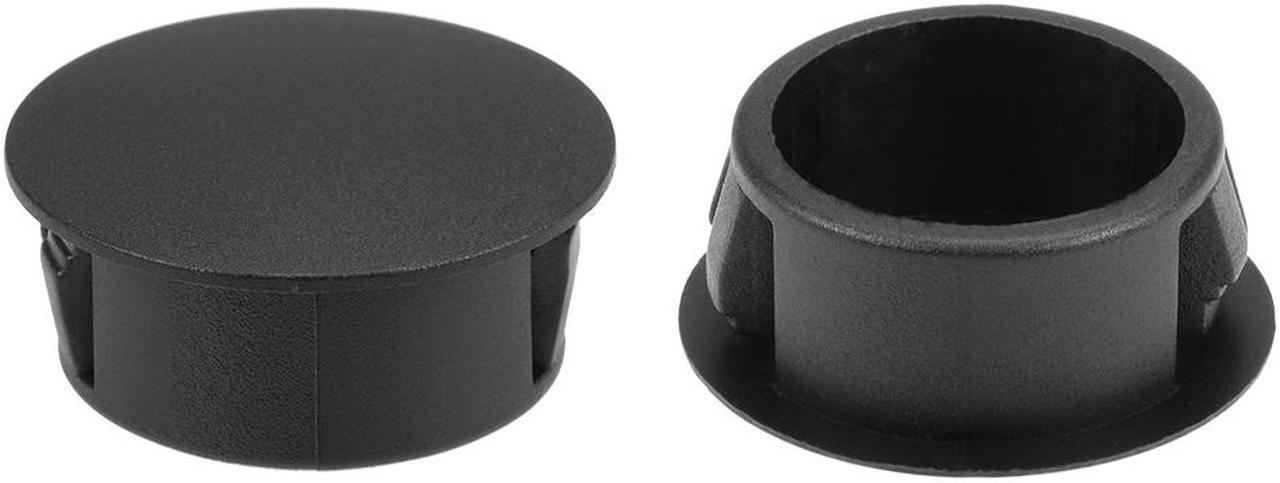 Hole Plugs Black Plastic 22mm(7/8-inch) Snap in Locking Hole Tube Fastener Cover Flush Type Panel Plugs 25 Pcs