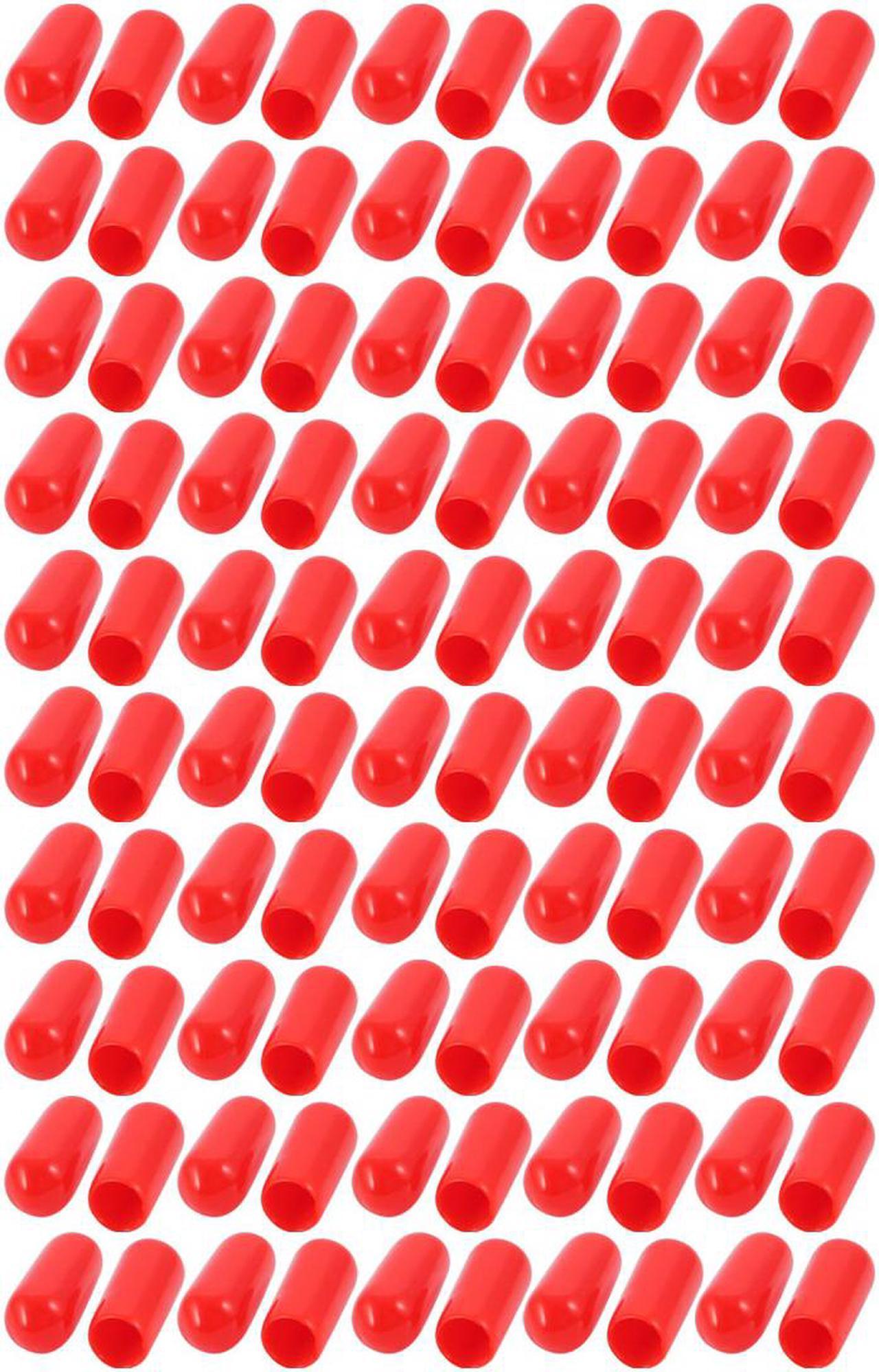 100Pcs 5mm Inner Dia PVC Flexible Vinyl End Cap Screw Thread Protector Cover Red