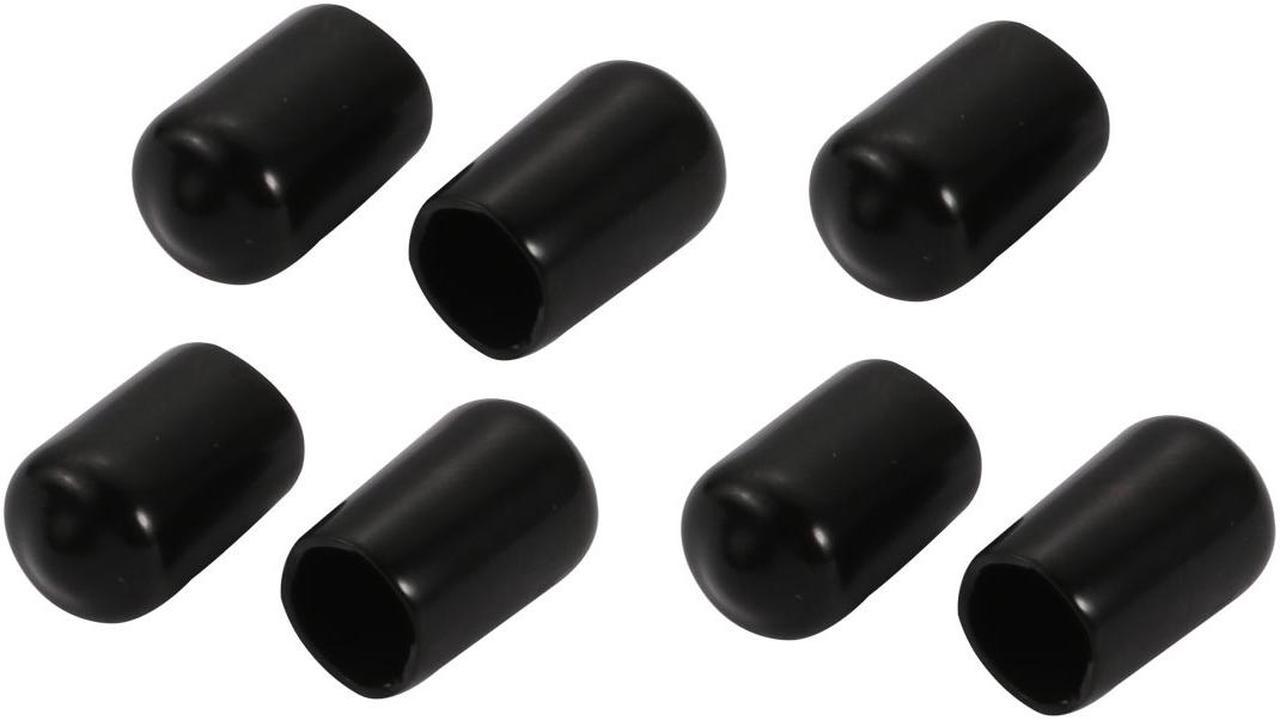 7Pcs 8mm Inner Dia PVC Flexible Vinyl End Cap Screw Thread Protector Black