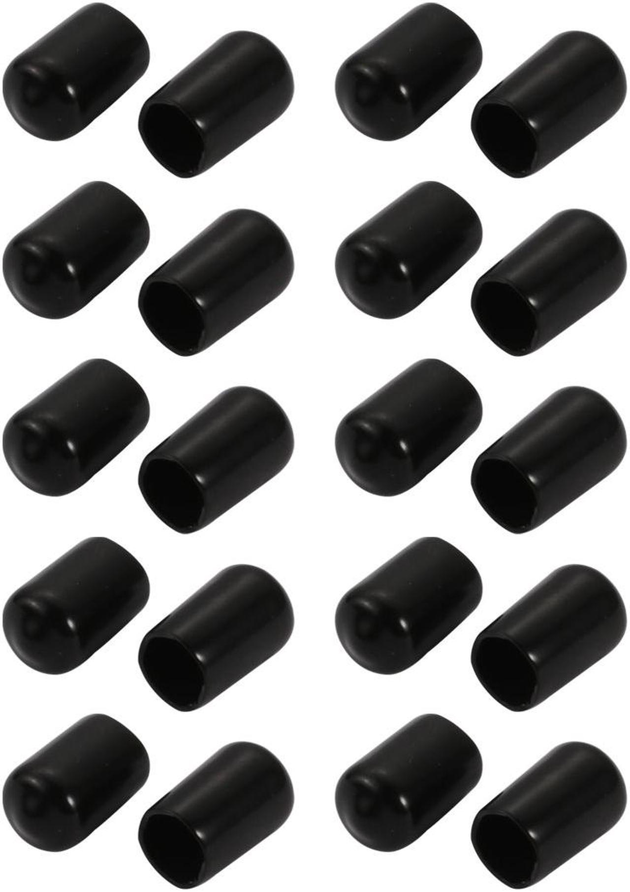 20Pcs 8mm Inner Dia PVC Flexible Vinyl End Cap Screw Thread Protector Black