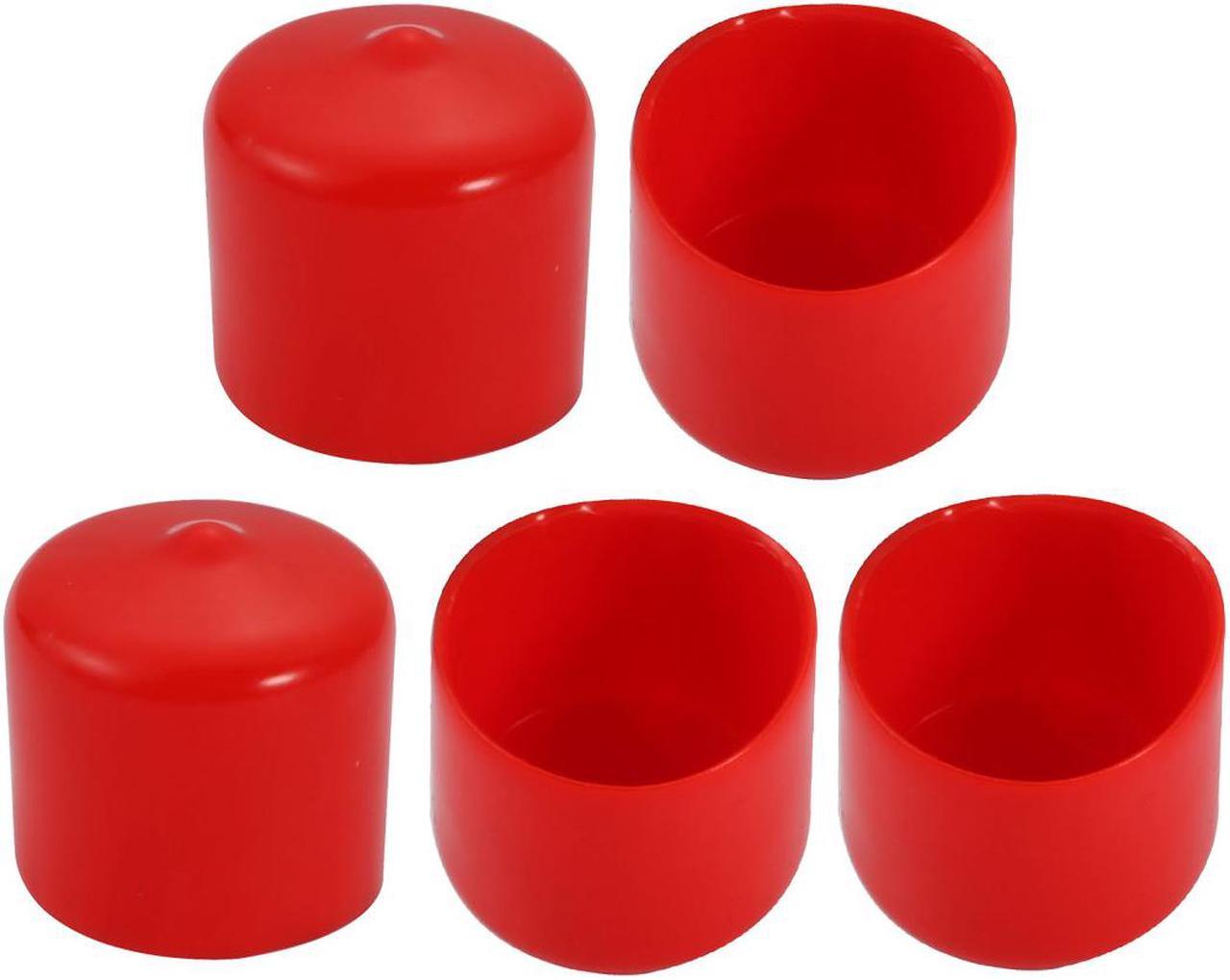 5Pcs 25mm Inner Dia PVC Flexible Vinyl End Cap Screw Thread Protector Cover Red