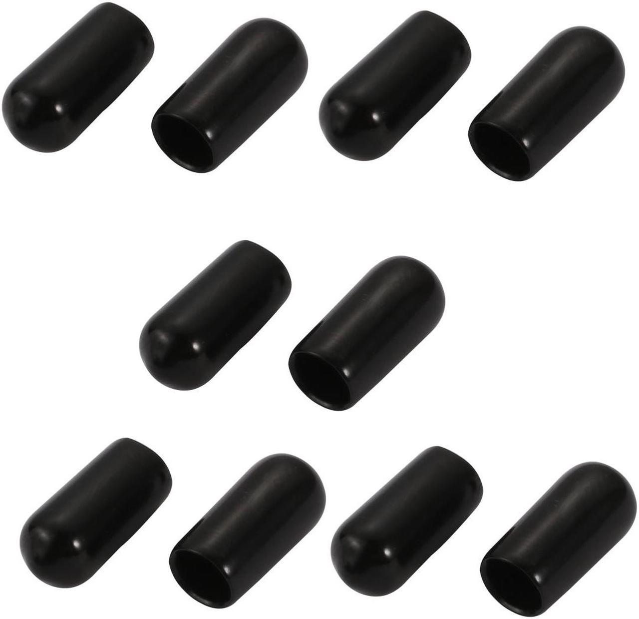 10Pcs 6mm Inner Dia PVC Flexible Vinyl End Cap Screw Thread Protector Black