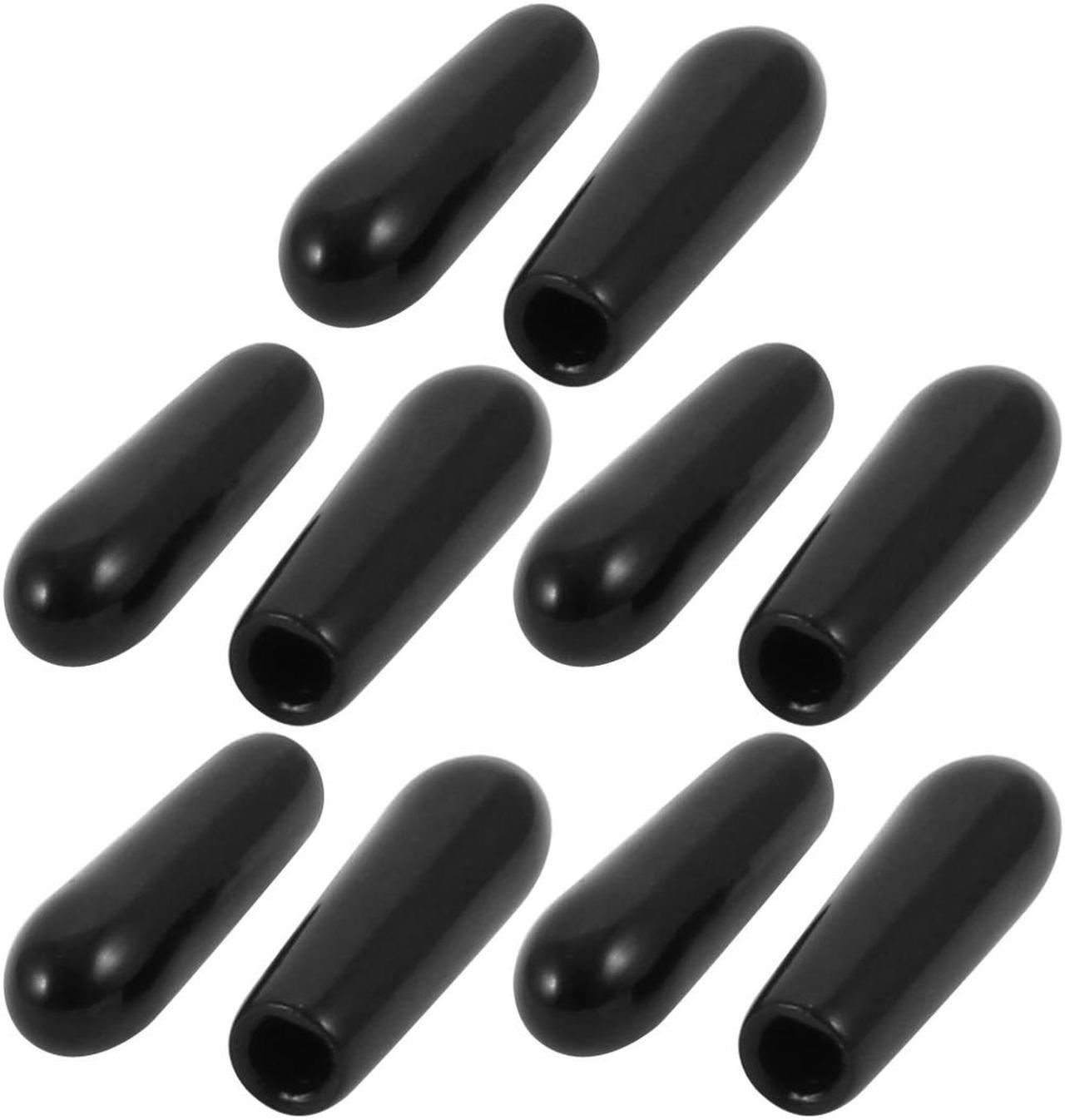 10Pcs 2mm Inner Dia PVC Flexible Vinyl End Cap Screw Thread Protector Cover Black