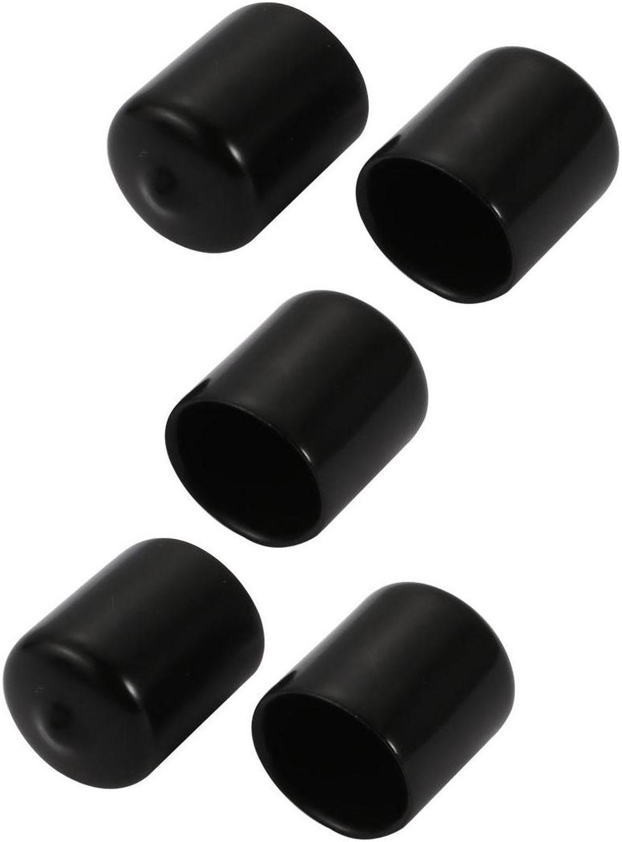 5pcs 20mm Inner Dia PVC Flexible Vinyl End Cap Screw Thread Protector Cover Black