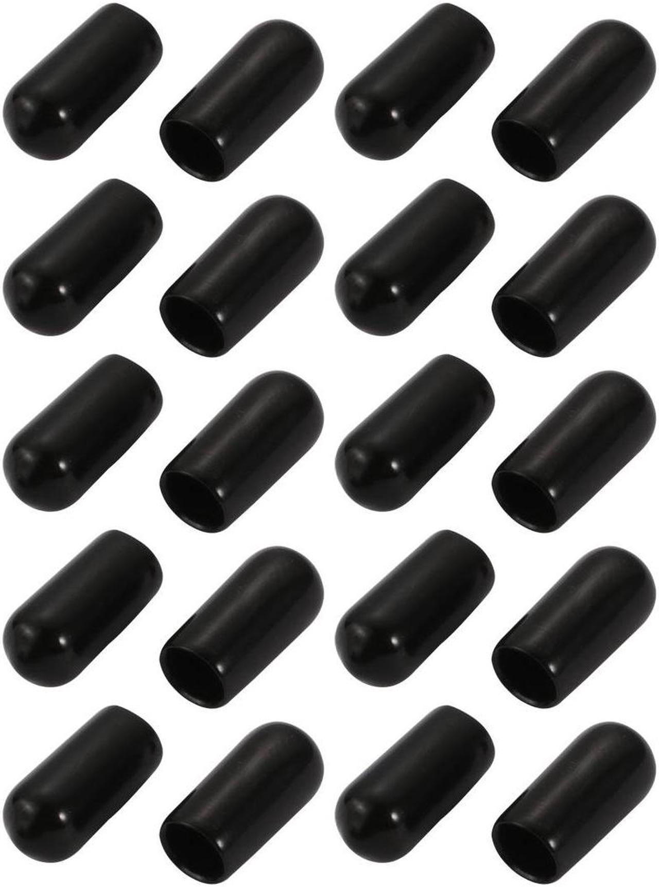 20Pcs 6mm Inner Dia PVC Flexible Vinyl End Cap Screw Thread Protector Black