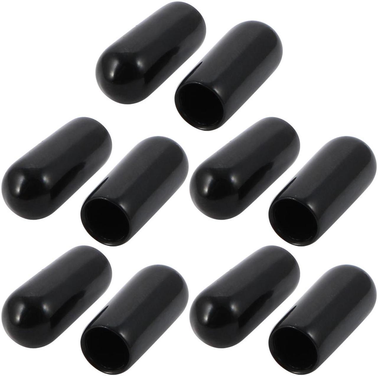 10Pcs 5mm Inner Dia PVC Flexible Vinyl End Cap Screw Thread Protector Cover Black