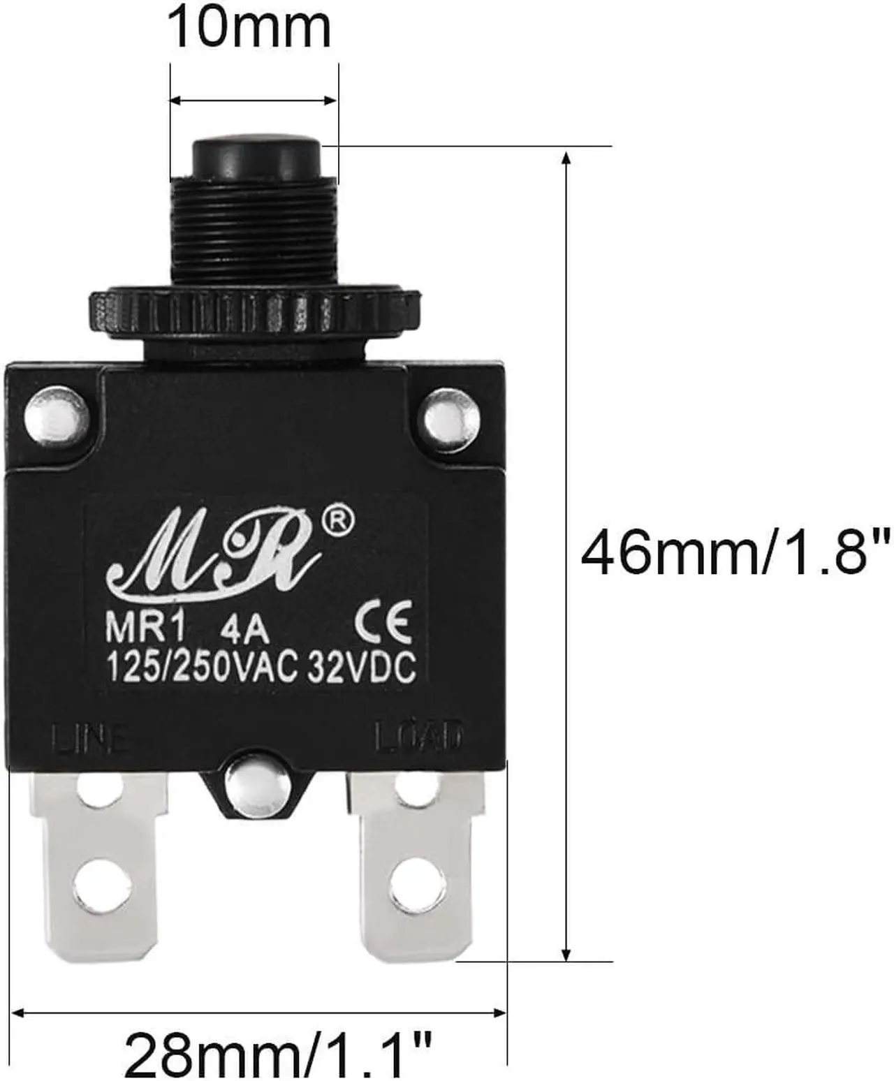 Alt view image 3 of 3 - 2Pcs Thermal Overload Protector AC 125/250V 4A Push Button Reset Circuit Breaker