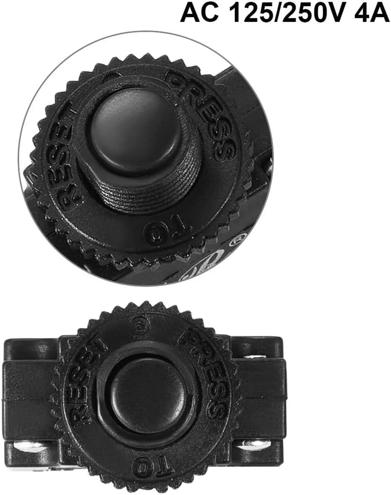 Alt view image 2 of 3 - 2Pcs Thermal Overload Protector AC 125/250V 4A Push Button Reset Circuit Breaker