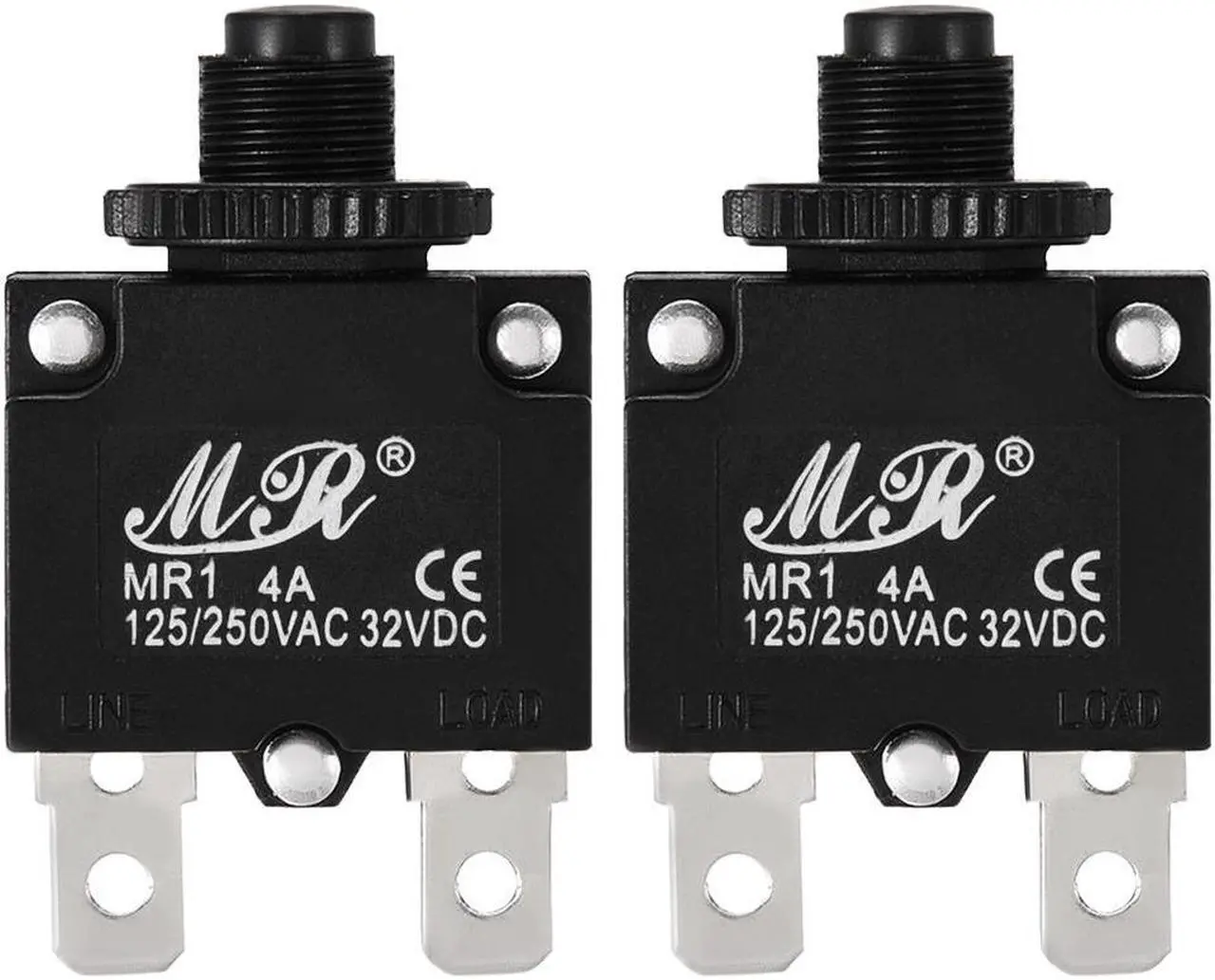 Main image of 2Pcs Thermal Overload Protector AC 125/250V 4A Push Button Reset Circuit Breaker