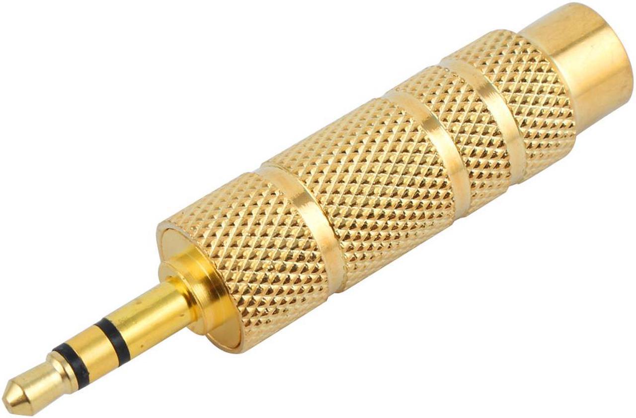 Unique Bargains Stereo 3.5mm Male to 6.35mm 1/4" Female Socket End Audio Adapter Gold Tone