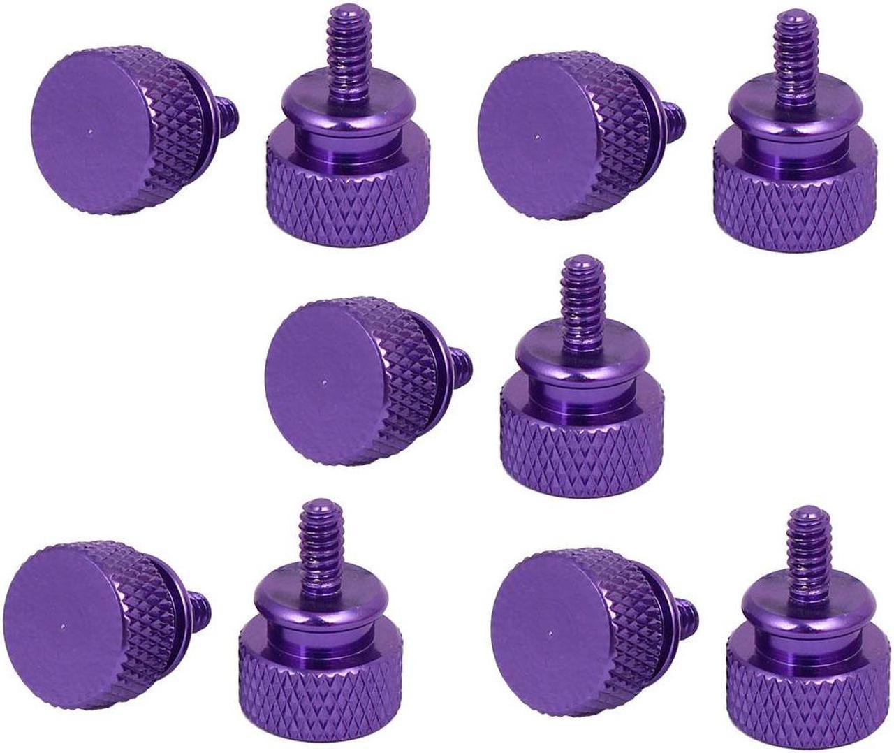 Computer PC Case Fully Threaded Knurled Thumb Screws Purple 6#-32 10pcs