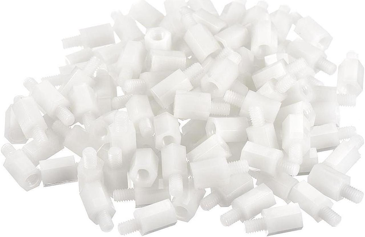 M4 10+6mm F/M Nylon Hex Standoff Spacer Screws PCB Pillar White 100 Pcs