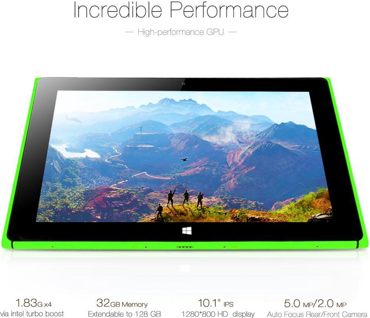 Alt view image 6 of 7 - iRULU Walknbook 10.1 Inch PC, 32GB Hybrid Laptop, 2-In-1 Tablet, Microsoft Windows 10 OS, Quad Core, IPS Display, Detachable Keyboard With Stand (Green)
