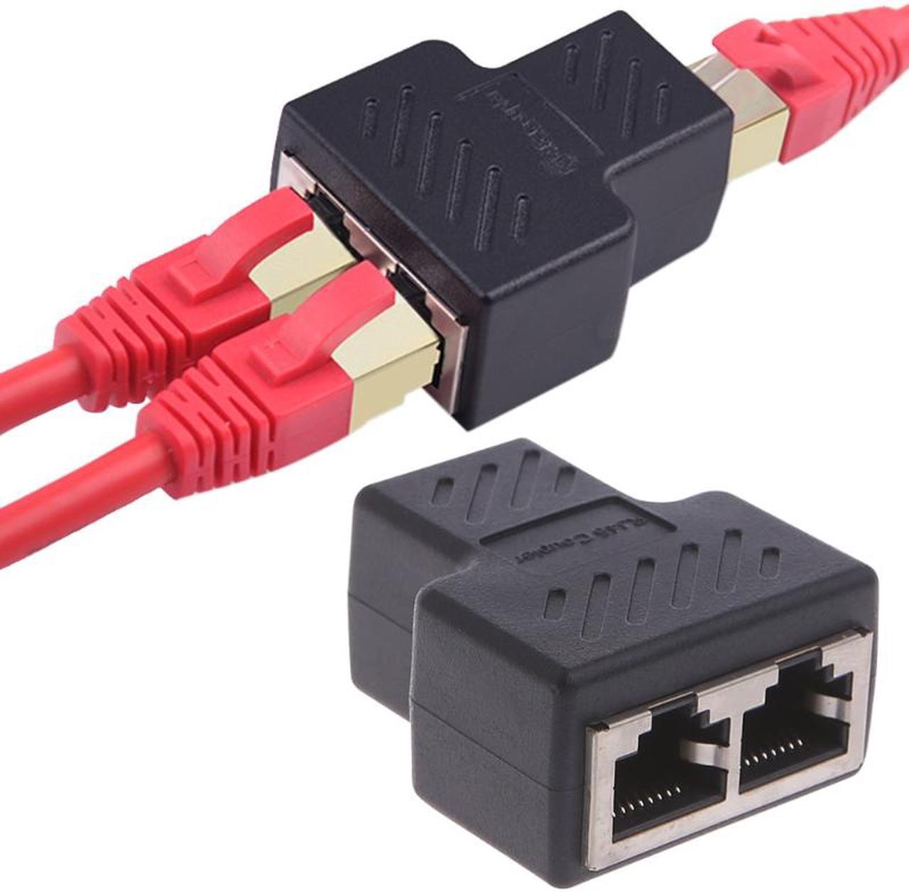 1 To 2 Ways LAN Ethernet Network Cable RJ45 Female Splitter Connector Adapter