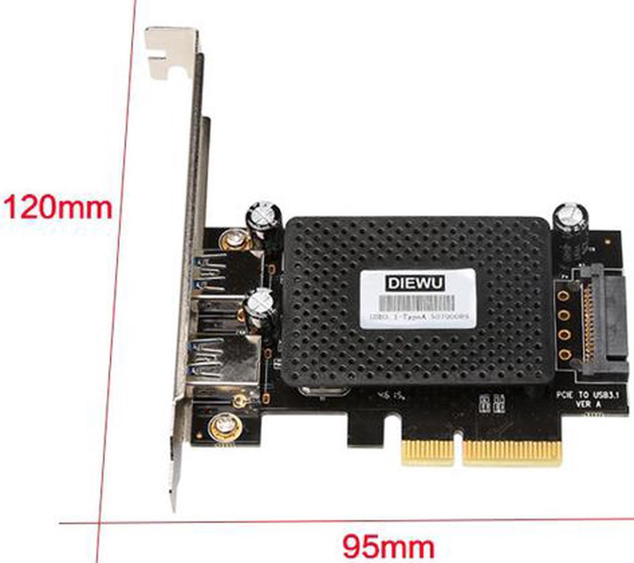 PCI-E PCI express X4 to Dual USB3.1 Type A Expansion Card with 15 Pin SATA Power 10Gbps Adapter ASM1142 Chip add on card